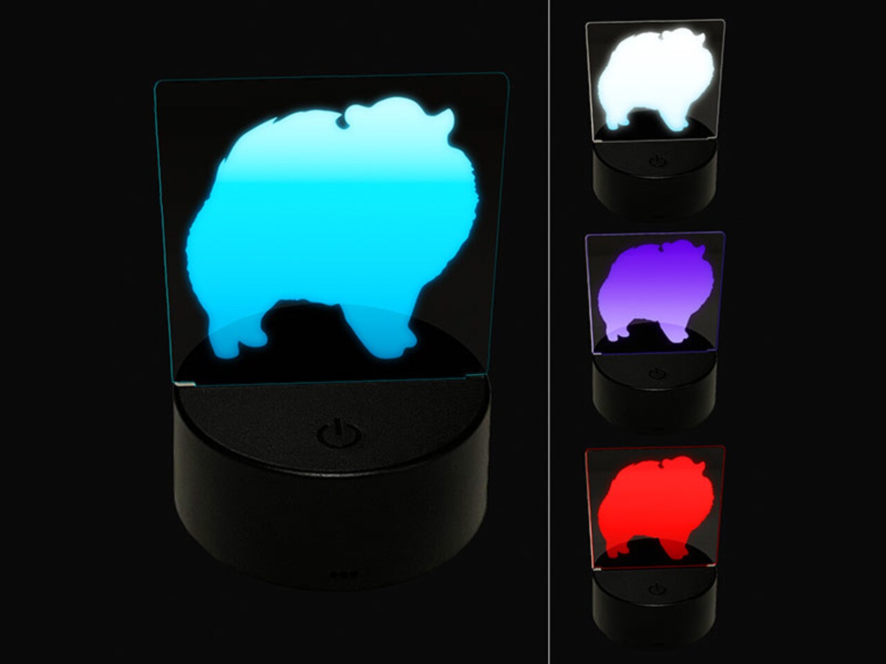 Pomeranian Dog Solid 3D Illusion LED Night Light Sign Nightstand Desk Lamp